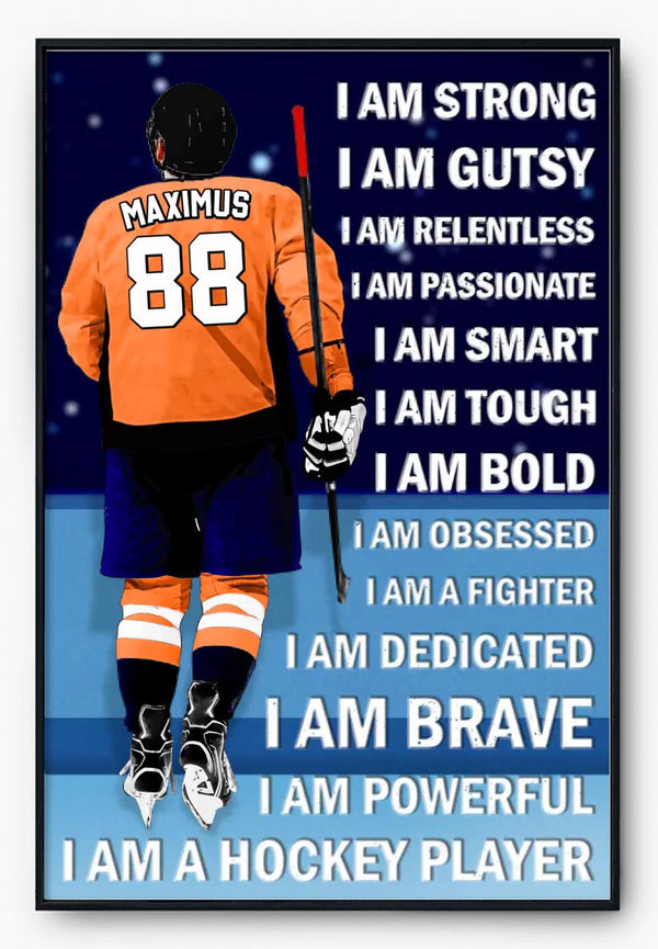 Custom Personalized Ice Hockey Poster, Canvas, Hockey Gifts, Gifts For Hockey Players, Sport Gifts For Son With Custom Name, Number, Appearance & Background LTL1019B01DA