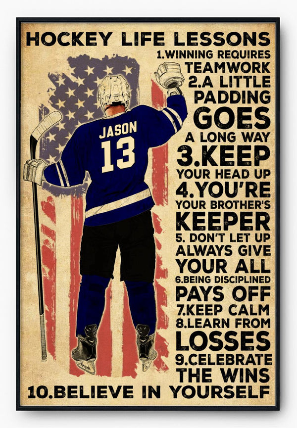 Custom Personalized Ice Hockey Poster, Canvas, Hockey Gifts, Gifts For Hockey Player With Custom Name, Number & Appearance LTL0704B01DP