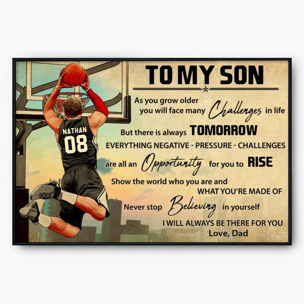 Custom Personalized Basketball Poster, Canvas, Vintage Style, Sport Gifts For Son, Gifts For Basketball Son, Basketball Lover Gifts, Personalized Basketball Gifts, Gift For A Basketball Player With Custom Name, Number & Appearance LMD0627B01SA