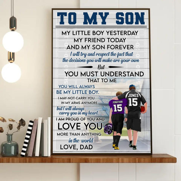 Custom Personalized Football Poster, Canvas with custom Name, Number & Appearance,  Football Gift, Gifts For Football Players, Sport Gifts For Son, Football Lover Gifts LMD1128B01DA