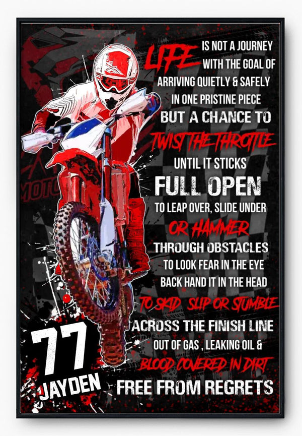 Custom Personalized Motocross Poster, Canvas, Vintage Style, Dirt Bike Gifts For Son With Custom Name, Number, Appearance & Landscape NHT0128C01DA