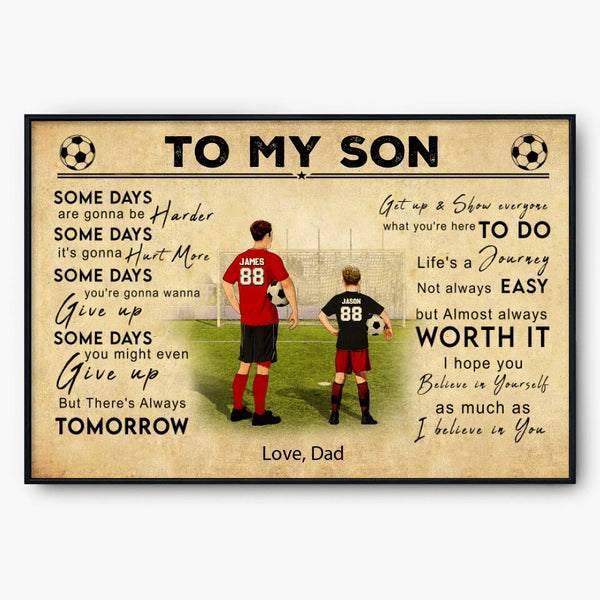 Custom Personalized To My Son Motivational Soccer Poster, Canvas with custom Name, Number, Appearance & Landscape, Vintage Style, To My Son, Gifts For Daughter, Gifts For Son, Soccer Gift  NTB0304B02DP