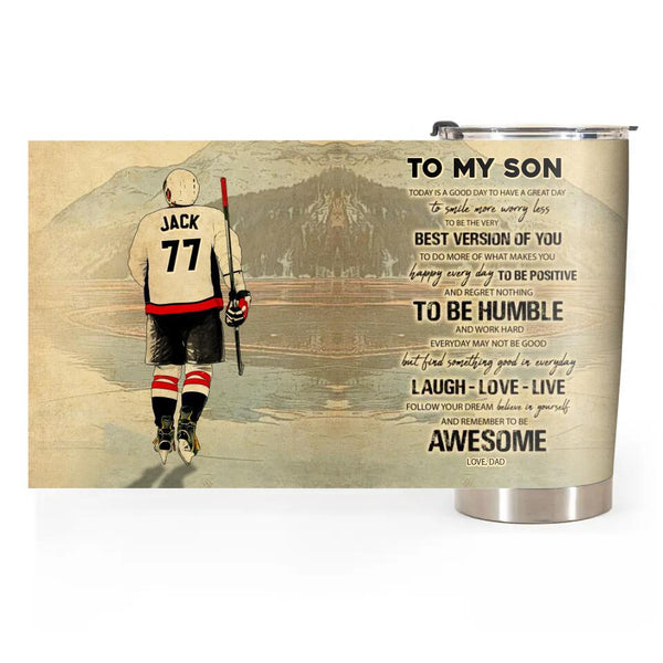 Custom Personalized Ice Hockey Tumbler, Hockey Gifts, Gifts For Hockey Players, Sport Gifts For Son With Custom Name, Number, Appearance & Background LMD0208C01DA