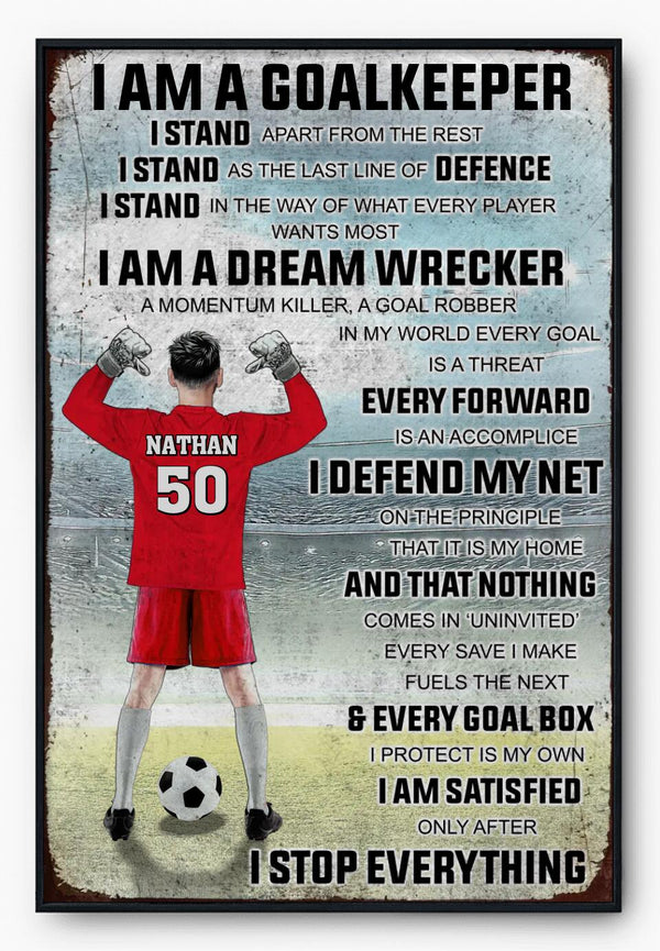 Custom Personalized Soccer Poster, Canvas, Soccer Gift, Gifts For Soccer Players, Sport Gifts For Son, Gifts For Goalkeepers With Custom Name, Number & Appearance LML0213C01DA