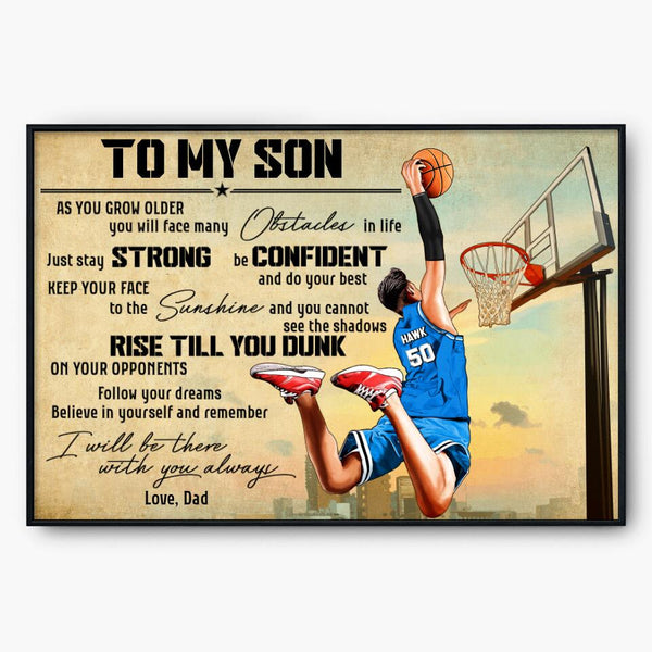 Custom Personalized Basketball Poster, Canvas, Vintage Style, Sport Gifts For Son, Gifts For Basketball Son, Basketball Lover Gifts, Customize Name, Number & Appearance LMD0615B01DA