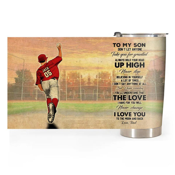 Custom Personalized Baseball Tumbler, Baseball Gifts For Son With Name, Number - LMD0225C02DA