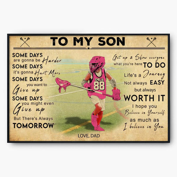 Custom Personalized Lacrosse Poster, Canvas, Lacrosse Gifts For Kid, Boy, Girl, Pink Gifts For Lacrosse Players With Custom Name, Number & Appearance DPT0403C03DA