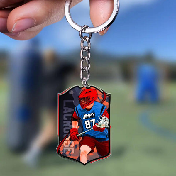 Custom Personalized Lacrosse Keychain, Lacrosse Gifts For Kid, Boy, Girl, Gifts For Lacrosse Players With Custom Name, Number & Appearance DPT0403C02DA