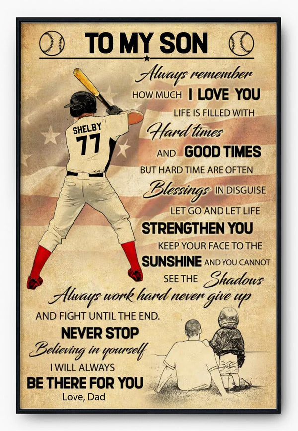 Custom Personalized Baseball Poster, Canvas, Vintage Style, Baseball Gifts, Baseball Poster, Baseball Room Decor With Custom Name, Number & Appearance LML0112C01DA