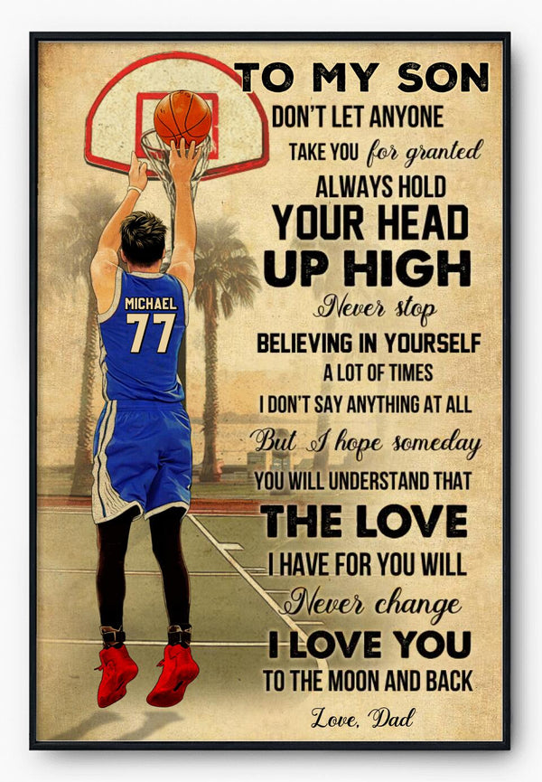 Custom Personalized Basketball Poster, Canvas, Vintage Style, Sport Gifts For Son, Gifts For Basketball Son, Basketball Lover Gifts, Personalized Basketball Gifts, Gift For A Basketball Player With Custom Name, Number & Appearance LML0203C01DA