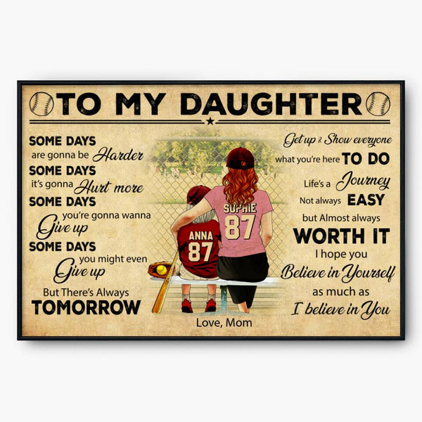 Custom Personalized Softball Poster, Canvas with custom Name, Number, Appearance & Landscape, Vintage Style, Sport Gifts For Daughter NTB0705B01DP