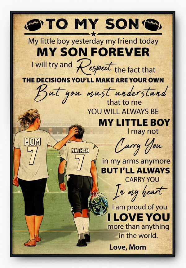 Custom Personalized Football Poster, Canvas, Vintage Style, Sport Gifts For Son, Football Lover Gifts, Personalized Football Gifts, Gift For A Football Player With Custom Name, Number & Appearance LTL0728B01DA