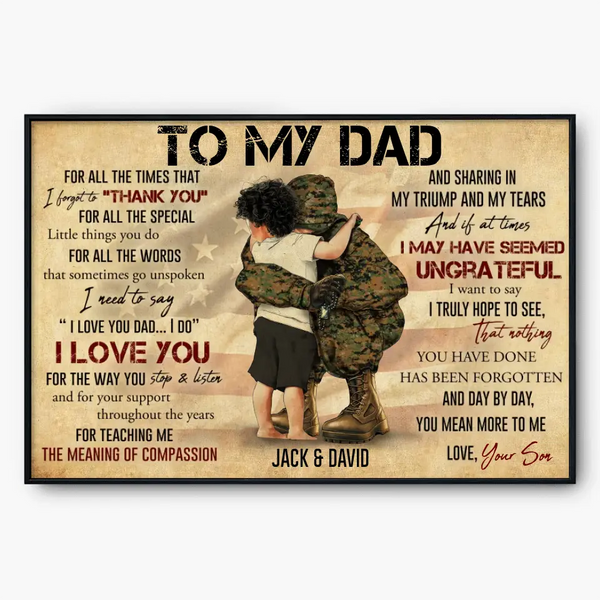 Custom Personalized Military Poster, Canvas, Personalized Gifts For Military Dad,Army Dad,Veteran Dad,Gifts For Father 'S Day With Custom Name & Appearance DPT0411C01DP