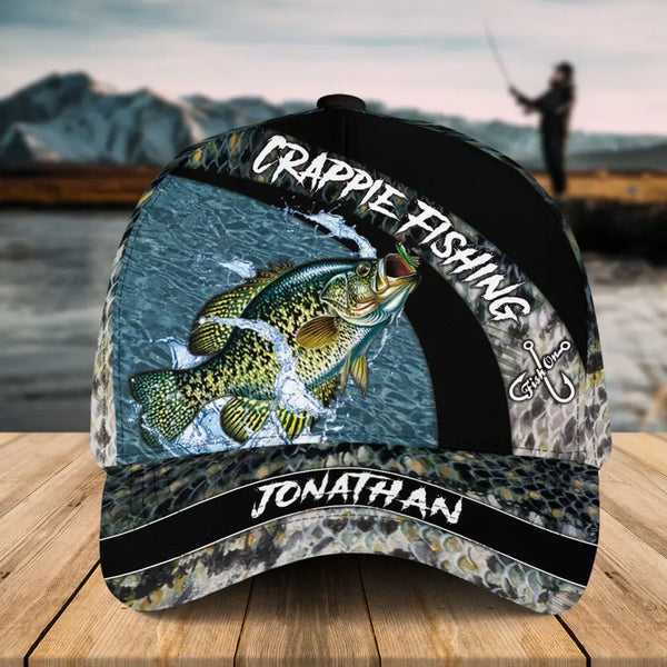 Personalized Crappie Fishing Cap with custom Name, Fish Aholic - NNH0210B02SA01