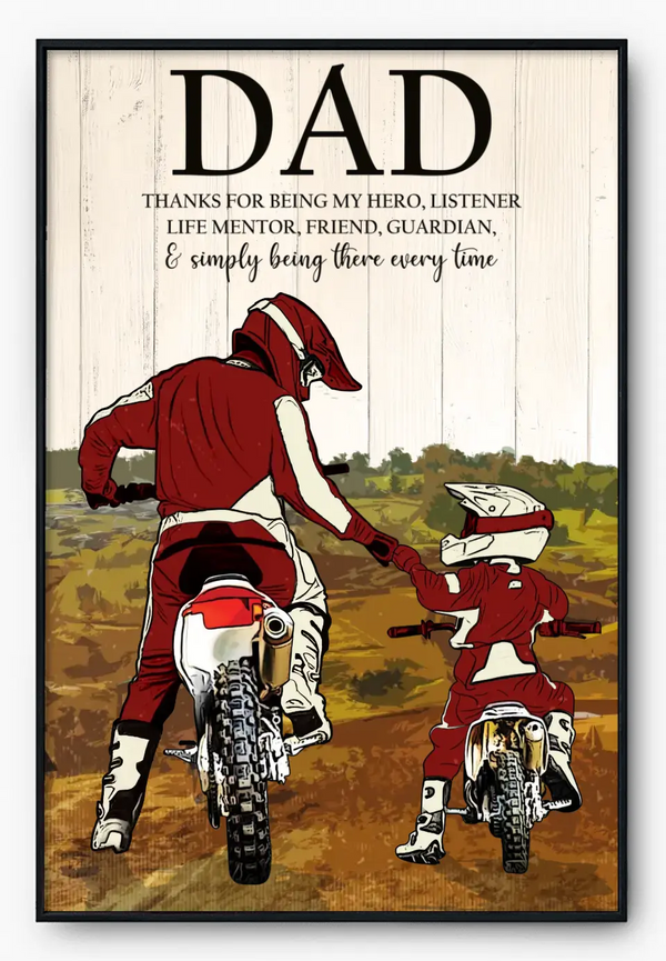 Custom Personalized Thanks For Being My Hero Motocross Poster, Canvas with custom Name & Appearance, Graduation Gifts For Dad, Father, Motocross Poster, Motocross Room Decor, Motocross Wall Decor, Motocross Poster Ideas NHT1805C02DP