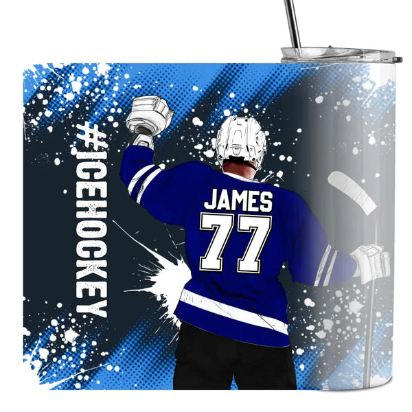 Custom Personalized Ice Hockey Tumbler with custom Name, Number & Appearance, Hockey Gifts, Gifts For Hockey Players, Sport Gifts For Son, Gifts For Goalie, Hockey Life Lesson DPT2205C04DP