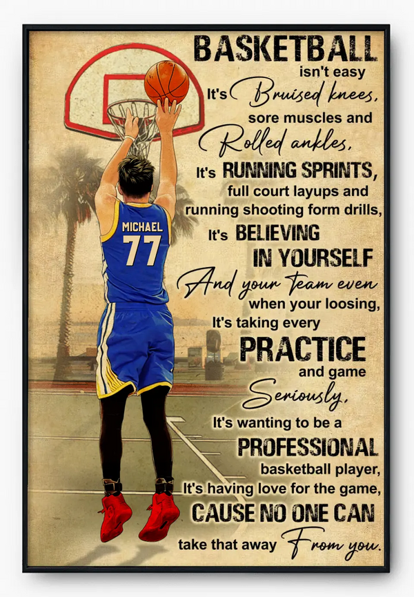 Custom Personalized Basketball Poster, Canvas with custom Name, Number & Appearance, Vintage Style, Sport Gifts For Son, Gifts For Basketball Son, Basketball Lover Gifts, Personalized Basketball Gifts, Gift For A Basketball Player NHT0529C08SA