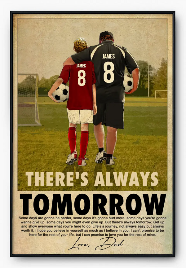 Custom Personalized To My Son, There'S Always Tommorrow Vintage Soccer Poster, Canvas with custom Name, Number & Appearance NHT0602C01DP