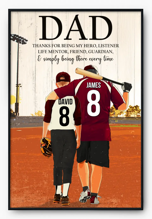 Custom Personalized Thanks For Being My Hero Baseball Poster, Canvas with custom Name & Appearance, Graduation Gifts For Dad, Father, Coach, Baseball Poster, Baseball Room Decor, Baseball Wall Decor, Baseball Poster Ideas NHT1805C01DP