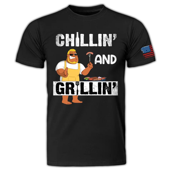 Custom Personalized Bbq Apparel,  Chillin' And Grillin' T Shirts,Gifts For Bbq Lovers  LLL0608C02HV