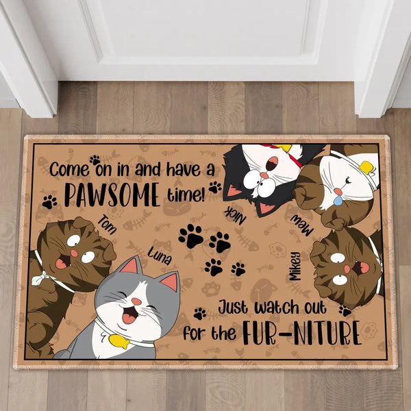 Come On In And Have A Pawsome Time, Cat Doormat, Gifts For Cat Lovers HTL0615C03SA