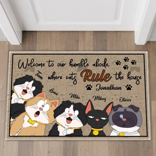 Cats Rule The House, Custom Personalized Cat Doormat, Cat Doormat, Gifts For Cat Lovers HTL0613C01SA