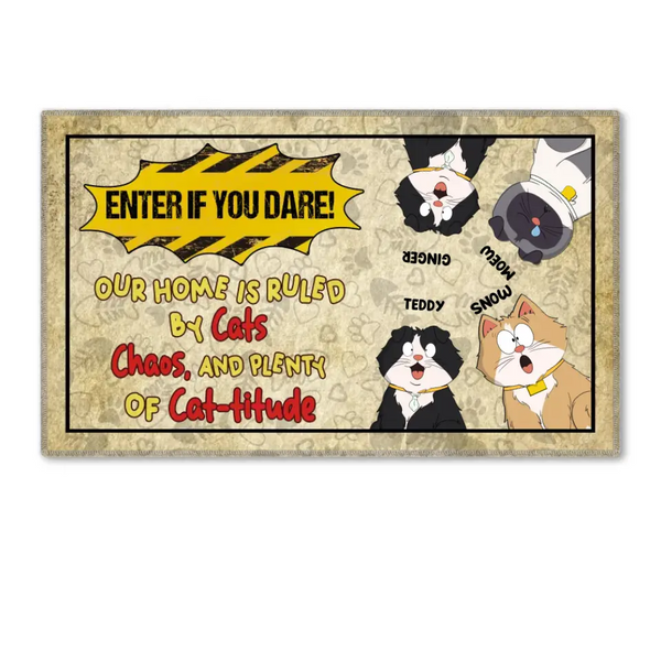 Cat Kingdom Enter if You Dare, Custom Personalized Cat Doormat, Gifts For Cat Lovers HTL0616C02HV