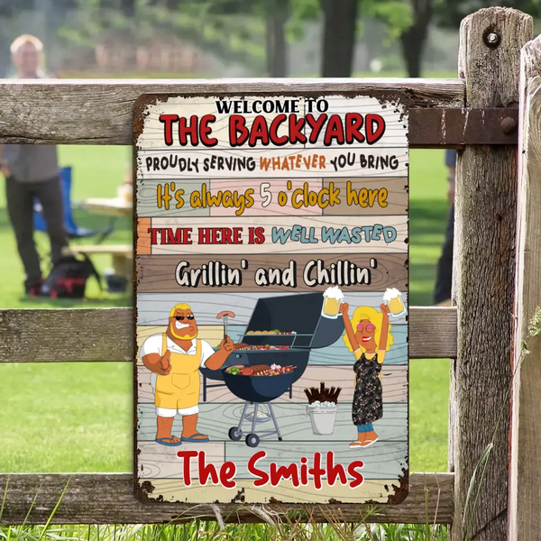 Custom Personalized Bbq Backyard Proudly Serving Decor Classic Metal Sign, Bbq Metal Sign, Gifts For Bbq Lovers To Decoration LTT0617C02HV