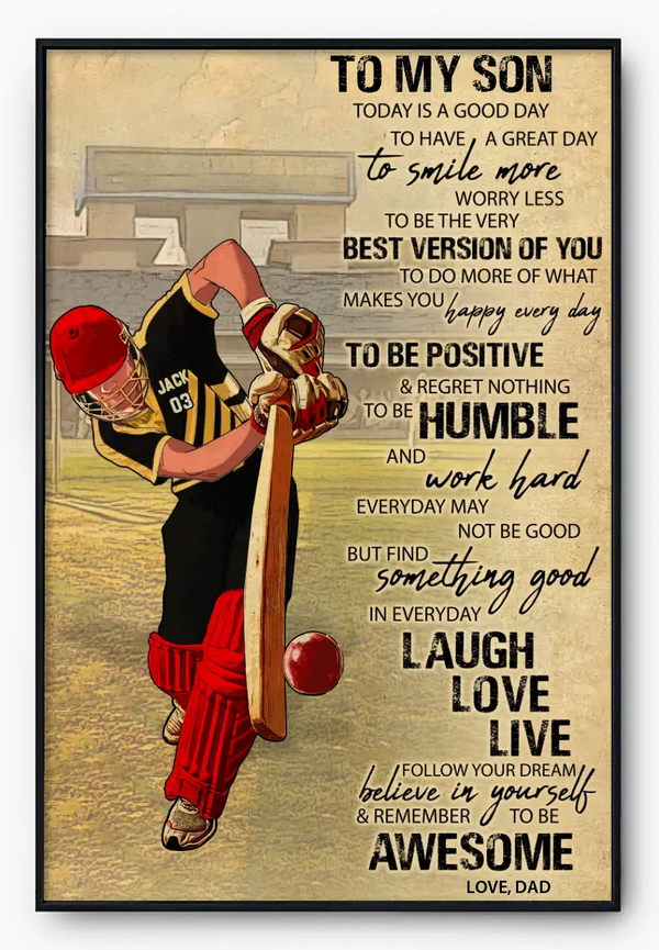 Custom Personalized Cricket Poster, Canvas, To My Son With Custom Name, Gifts For Son, Cricket Gift, Gifts For Cricket Players HTL2806C01SA