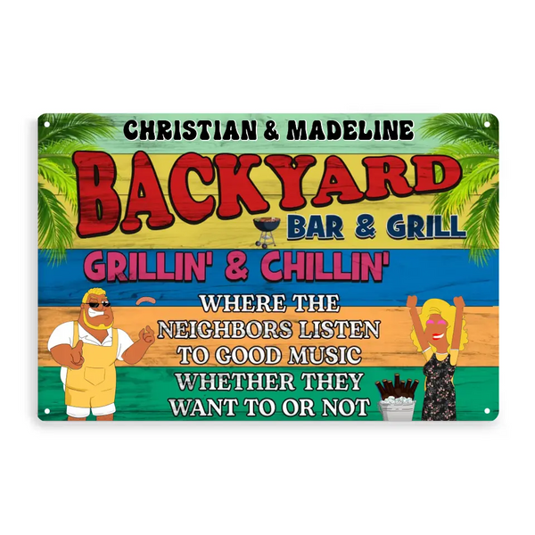 Custom Personalized Bbq Backyard Bar & Grill Metal Sign, Bbq Metal Sign, Gifts For Bbq Lovers To Decoration LTT0616C01HV