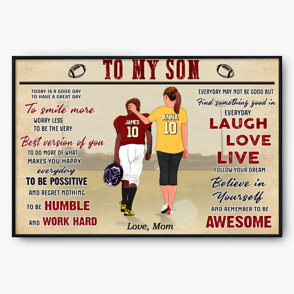 Football Poster, Canvas with custom Name, Number & Appearance, American Football Gift, Gifts For American Football Players, Sport Gifts For Son, Football Lover Gifts Lovers LLL0704C01HV