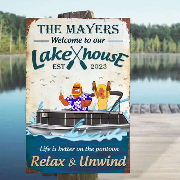 Custom Personalized Lake House Relax & Unwind Decor Classic Metal Sign, Home Decor Metal Sign, Gifts For Lake House Owner to Decoration LTT0704C02DP