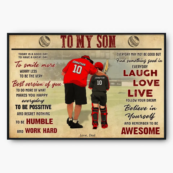 Custom Personalized Cricket Poster, Canvas, To My Son, Gifts For Son, Cricket Gift, Sport Gifts For Son, Cricket Lover Gifts HTL0712C01HV