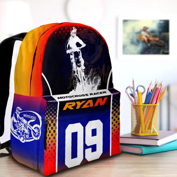 Motocross Anodized Personalized Premium Kids Backpack, Back To School Gift Ideas, Backpack Boys, Dirt Bike, Motocross Backpack for Kids, School LTT0711C03DP