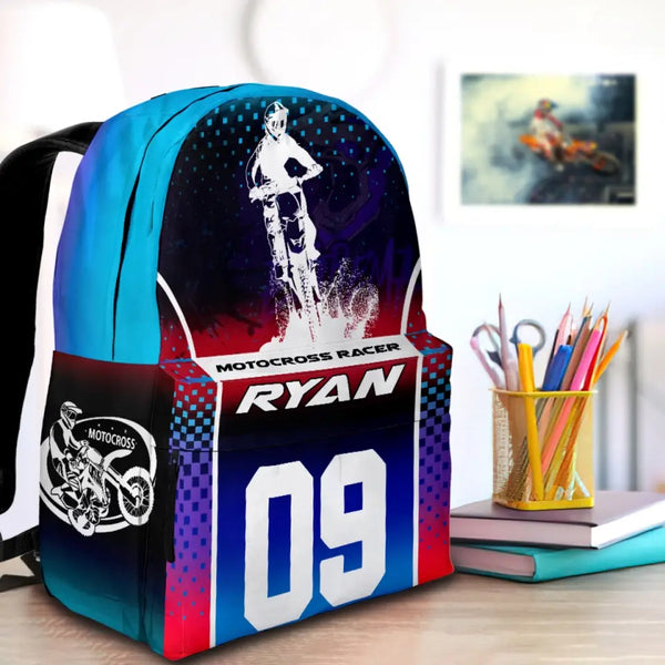 Motocross Bomb Pop Personalized Premium Kids Backpack, Back To School Gift Ideas, Backpack Boys, Dirt Bike, Motocross Backpack for Kids, School LTT0711C03DP