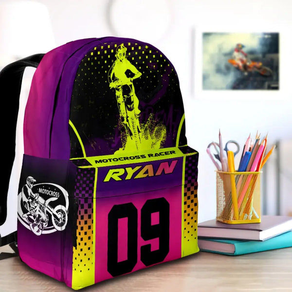 Motocross Inter Stella Personalized Premium Kids Backpack, Back To School Gift Ideas, Backpack Boys, Dirt Bike, Motocross Backpack for Kids, School LTT0711C03DP