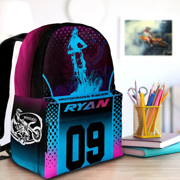 Motocross Night ClubPersonalized Premium Kids Backpack, Back To School Gift Ideas, Backpack Boys, Dirt Bike, Motocross Backpack for Kids, School LTT0711C03DP