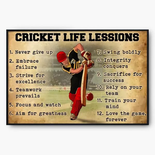 Cricket Life Lessions, Custom Personalized Cricket Poster, Canvas, Cricket Gift, Gifts For Cricket Players, Cricket Lover Gifts HTL0717C01SA