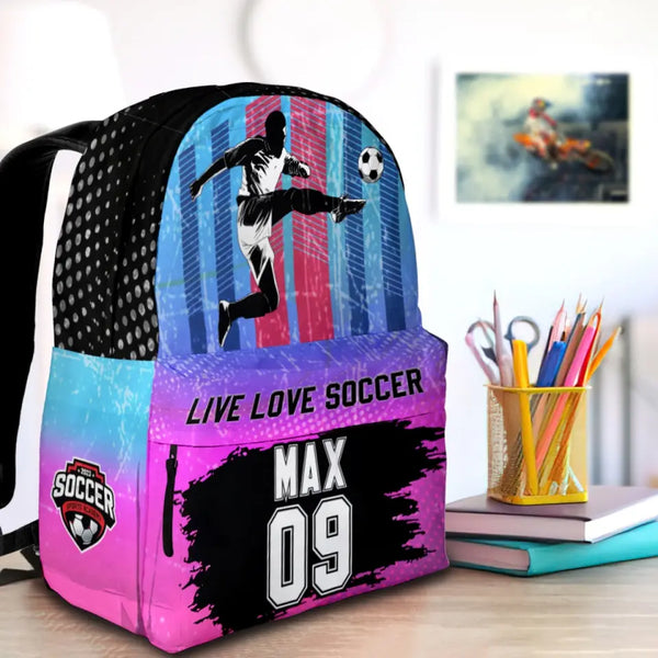 Soccer USA Blue Pink Personalized Premium Kids Backpack, Back To School Gift Ideas, Custom Soccer Backpack for Kids, Backpack Boys, Soccer, Soccer Backpack for Kids, School  LTT0718C01HV
