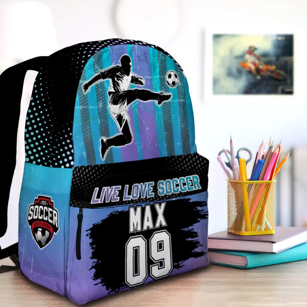 Soccer USA Mint Purple Personalized Premium Kids Backpack, Back To School Gift Ideas, Custom Soccer Backpack for Kids, Backpack Boys, Soccer, Soccer Backpack for Kids, School  LTT0718C01HV