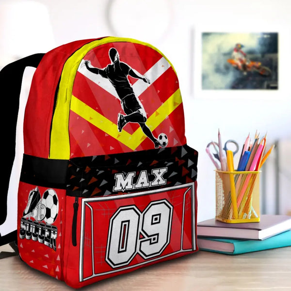 Soccer Dream Red White Yellow Personalized Premium Kids Backpack, Back To School Gift Ideas, Custom Backpack for Kids, Soccer Backpack for Kids, School LTT0717C01HV