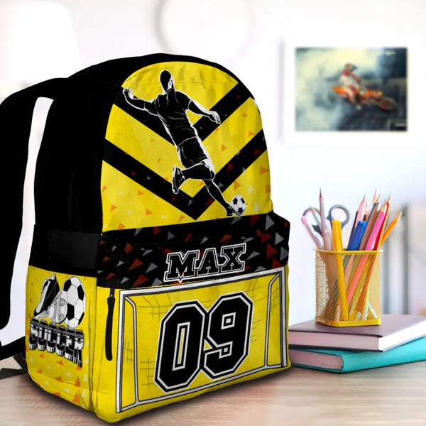 Soccer Dream Yellow Black Personalized Premium Kids Backpack, Back To School Gift Ideas, Custom Backpack for Kids, Soccer Backpack for Kids, School LTT0717C01HV