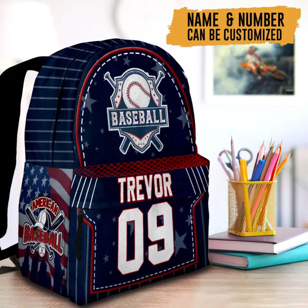 Baseball American Personalized Premium Kids Backpack, Back To School Gift Ideas, Custom Backpack for Kids, Backpack Boys, Baseball USA Backpack for Kids, School  LTT0726C02HV