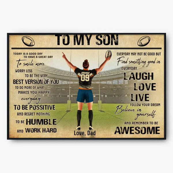 Believe In Yourself, Custom Personalized Poster, Canvas, Rugby Gift, Gifts For Rugby Lovers, Sport Gifts For Son, Rugby Lovers Gifts HTL0728C01SA