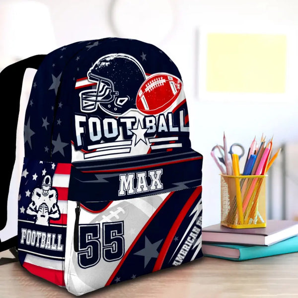 Football Personalized Premium Kids Backpack, Back To School Gift Ideas, Custom Backpack for Kids, American Football Backpack for Kids, School LTT0726C03DP