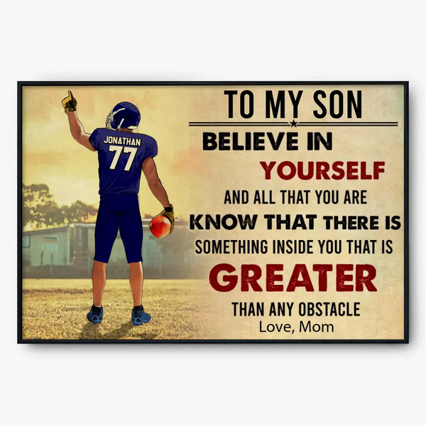 Football Poster, Canvas with custom Name, Number & Appearance, American Football Gift, Gifts For American Football Players, Sport Gifts For Son, Football Lover Gifts LLL0804C01DP
