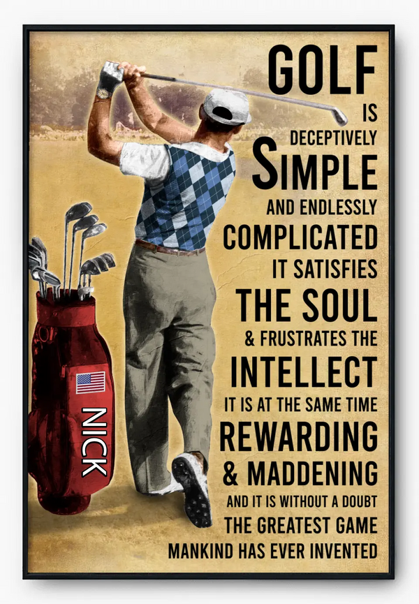 Custom Personalized Golf Poster, Canvas with custom Name, Number, Appearance & Landscape, Oil Painting Vintage Style  NTB0509B02DP