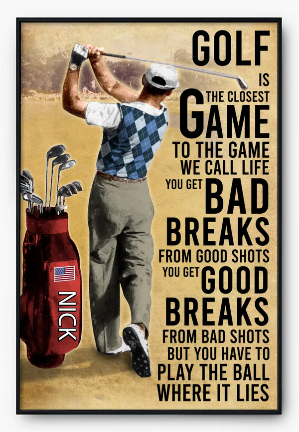 Custom Personalized Golf Poster, Canvas with custom Name, Number, Appearance & Landscape, Oil Painting Vintage Style  NTB0509B02DP02