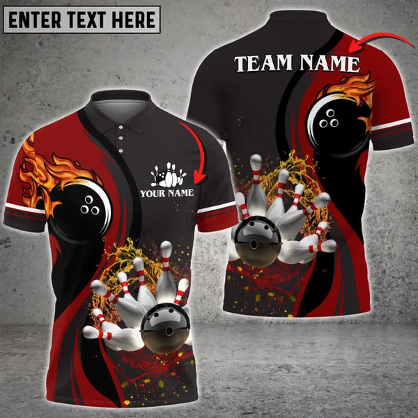 Bowling And Pins Water Flow Multicolor Option Customized Name 3D Shirt
