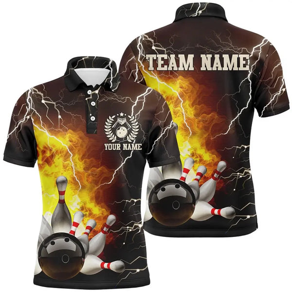 Bowling Flame Lightning Thunder Customized Name And Team Name 3D Shirt HVTM12